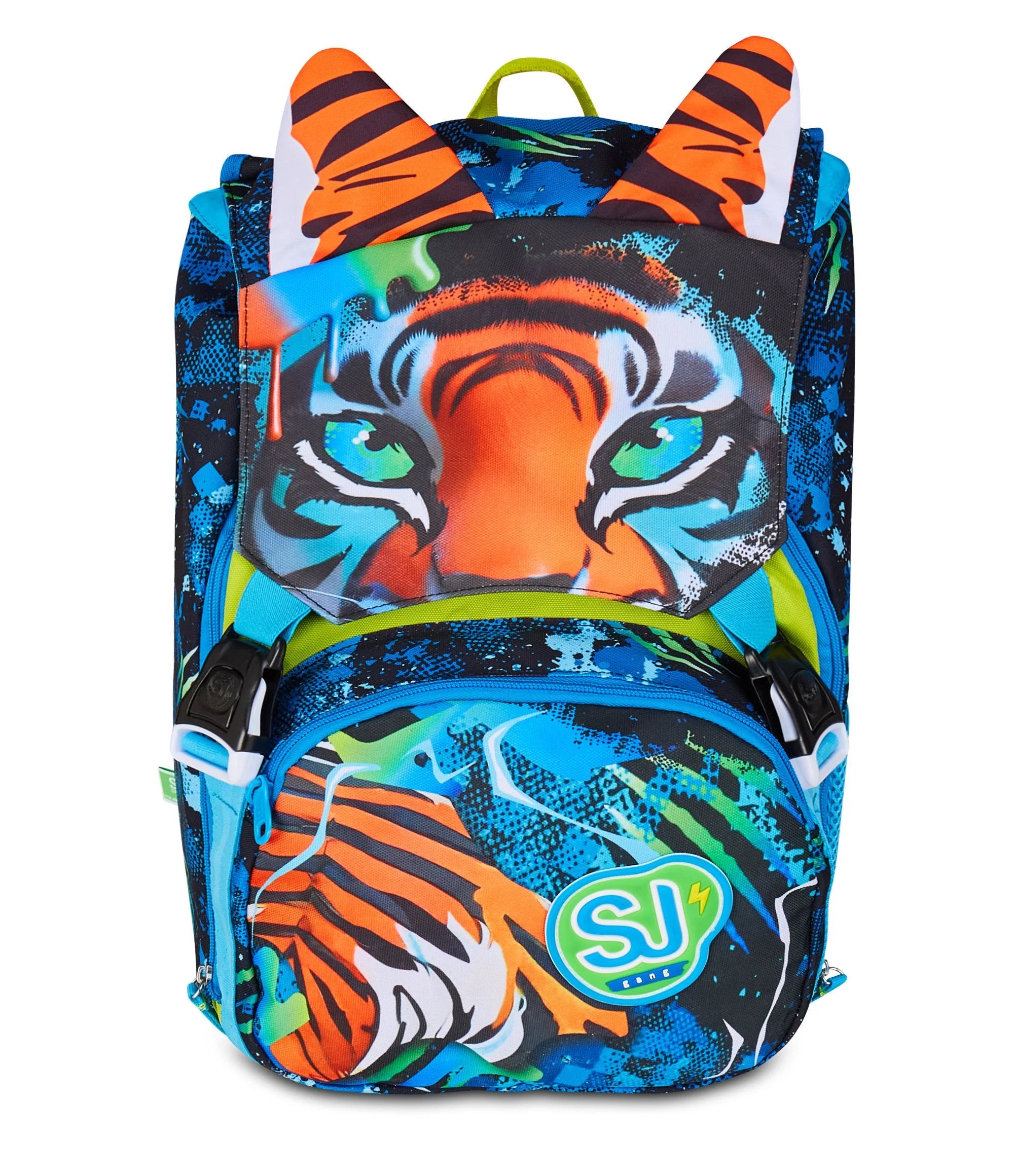 ZAINO SJ GANG AIR TOIGER STYLE JAM GANG Zaino Scuola Estensibile Big, Blu, Zaino con Divisorio Interno, Tasca Superiore con Orecchie in Peluche, Tasca per Borraccia, 24 L