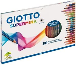 Giotto Supermina - 36 pastelli a colori di qualità superiore con mina da 3,8 mm