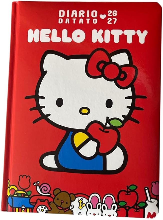 Hello Kitty Diario Datato 2026/2027, Agenda Giornaliera con Segnalibro, Copertina Rigida Rossa