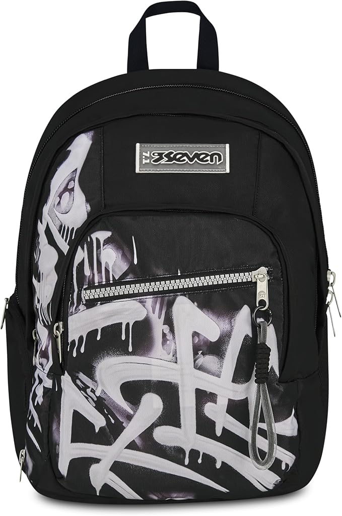 Seven Zaino Scuola Dual Detach PLUMPY LINE BOY, Nero, 32 L, Doppio Scomparto, Multifunzione, Zaino Staccabile, Tasca con organizer, Scomparto porta pc