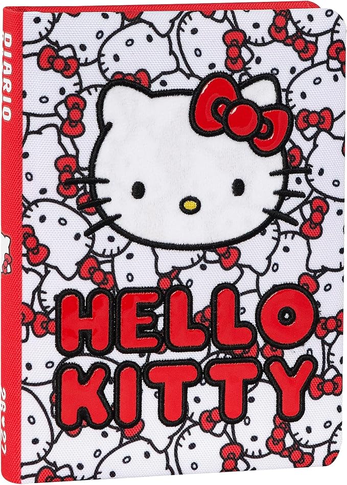 HELLO KITTY - Diario Scuola 2026-2027 Ufficiale Hello Kitty, Diario Scolastico Datato per Bambine e Ragazze, Copertina Imbottita e 352 Pagine Colorate, 13x17,8 cm