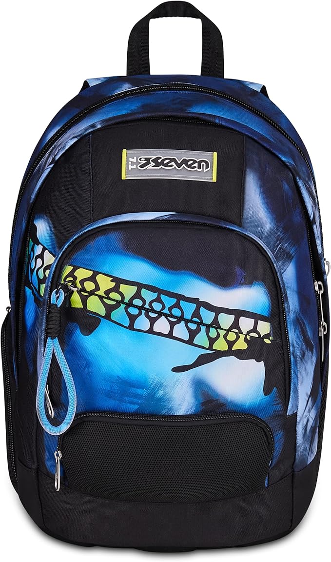 Seven Zaino Scuola Dual BLU FUSION, Doppio Scomparto, Blu, 32 L, Multifunzione, Tasca attrezzata, Tasca laterale porta borraccia, Scomparto porta pc Tablet