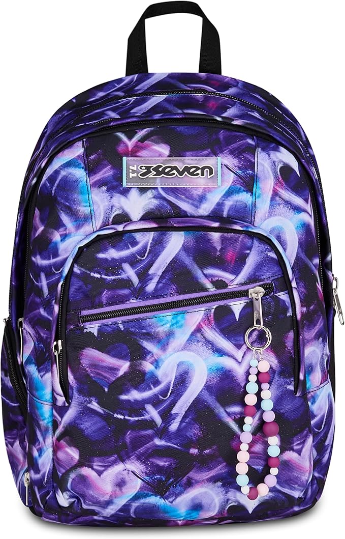 Seven Zaino Scuola Dual Detach LOVEPASS, Viola, 32 L, Doppio Scomparto, Tasche multifunzione, Zaino Staccabile, Tasca con organizer, Scomparto porta pc