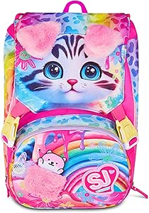 SEVEN SJ SJ GANG CAT&AIR  Zaino Scuola Estensibile Big, Fucsia, Zaino con Divisorio Interno, Tasca Superiore con Orecchie in Peluche, Tasca per Borraccia, 24 L