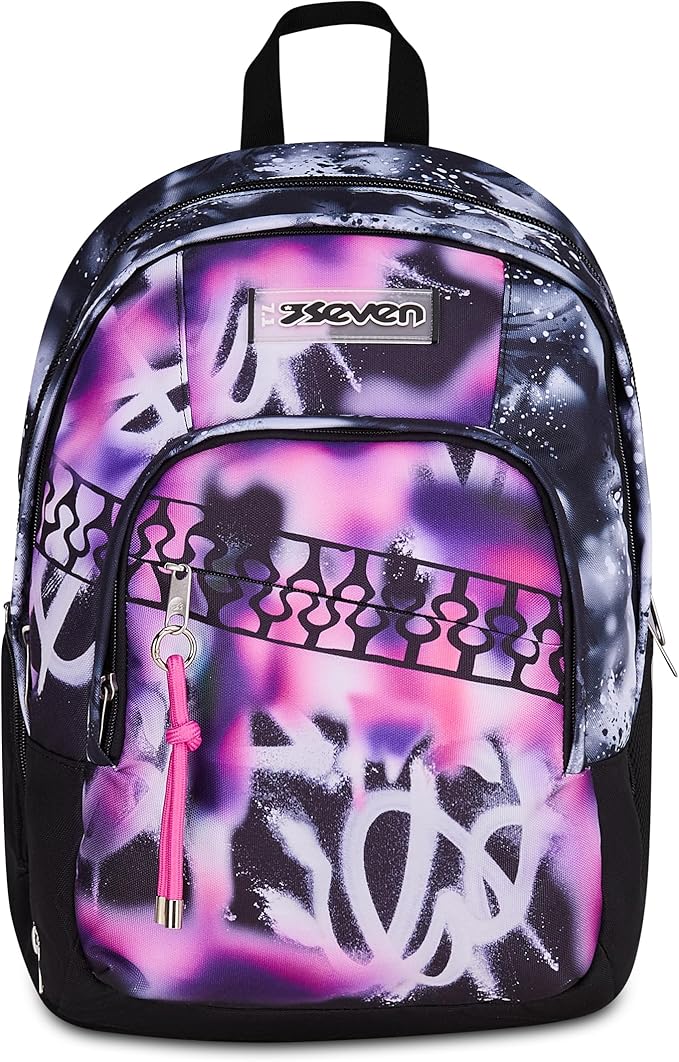 Seven Zaino Scuola Dual Detach BUZZY NOTE GIRL, Nero, 32 L, Doppio Scomparto, Multifunzione, Zaino Staccabile, Tasca con organizer, Scomparto porta pc