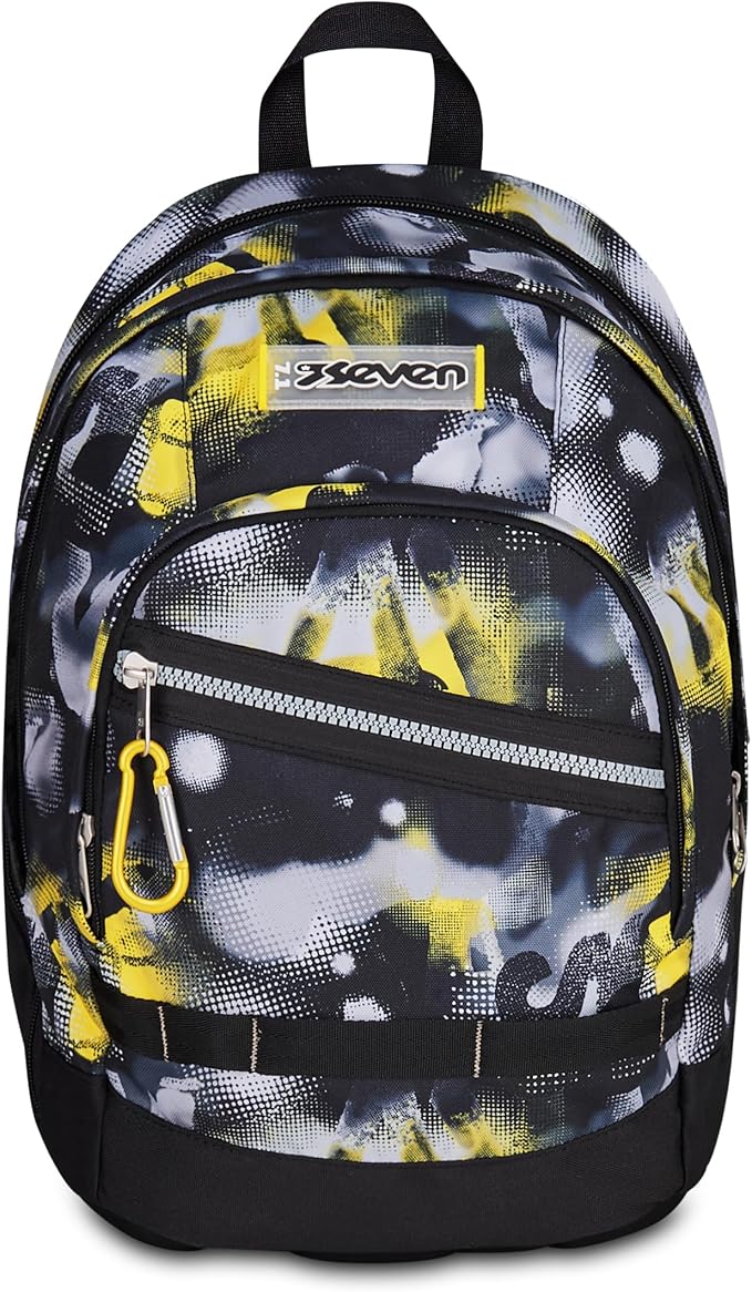 Seven Zaino Scuola Dual GOLDEN PAINT, Doppio Scomparto, Grigio, 32 L, Multifunzione, Tasca attrezzata, Tasca laterale porta borraccia, Scomparto porta pc