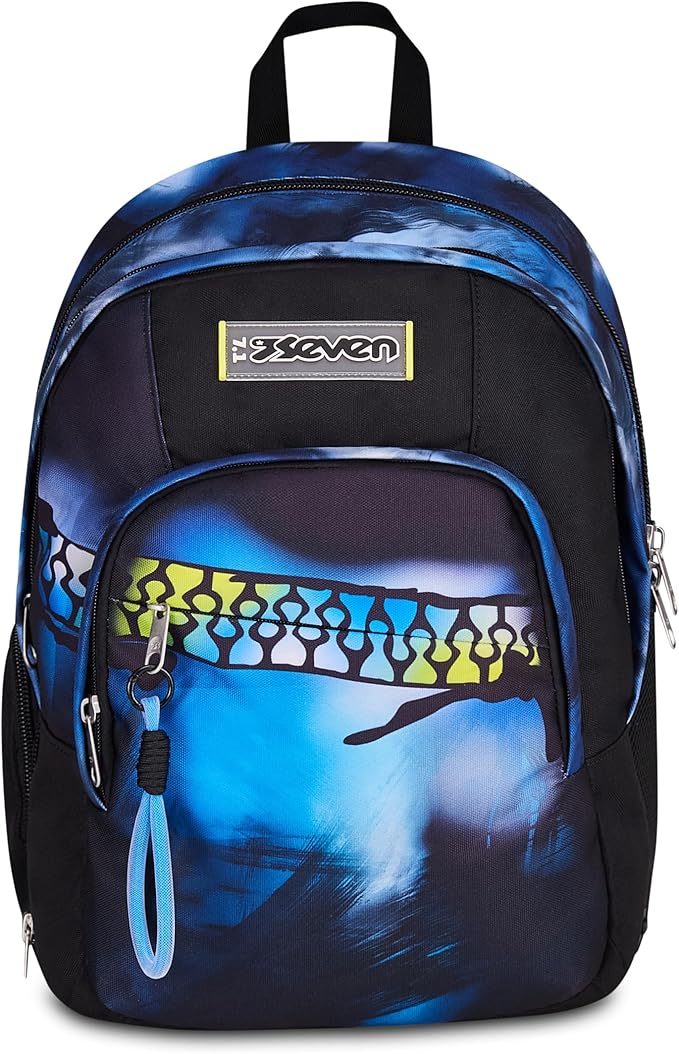 Seven Zaino Scuola Dual Detach BLU FUSION, Nero, 32 L, Doppio Scomparto, Multifunzione, Zaino Staccabile, Tasca con organizer, Scomparto porta pc