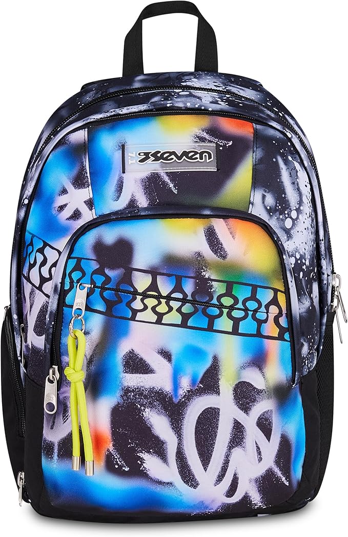 Seven Zaino Scuola Dual Detach BUZZY NOTE BOY, Multicolore, 32 L, Doppio Scomparto, Zaino Staccabile, Tasca con organizer, Scomparto porta pc