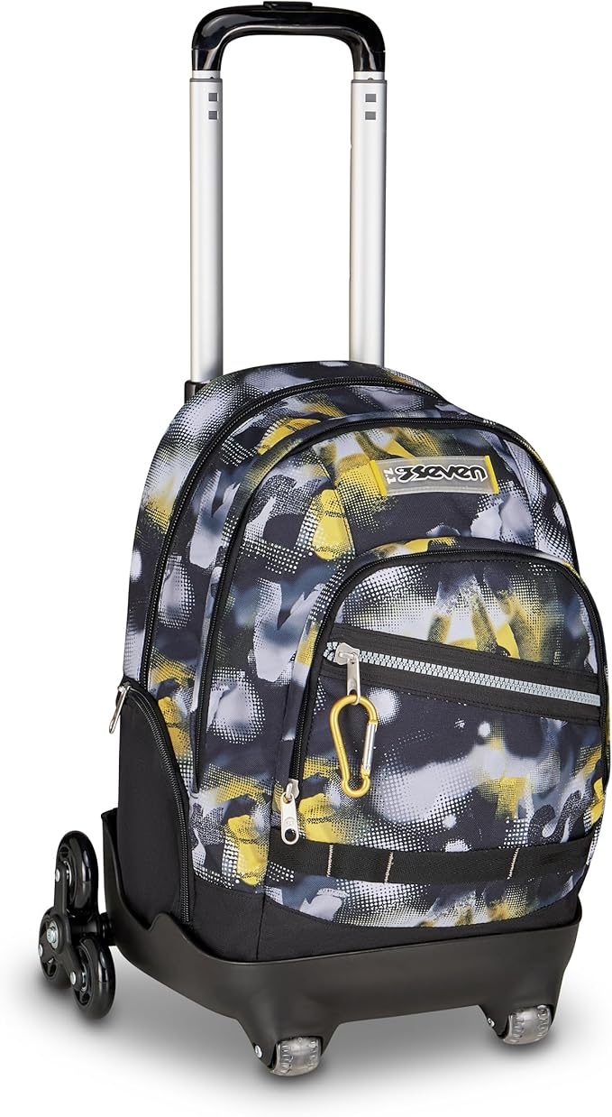 Seven Trolley Scuola Comby 8 Ruote GOLDEN PAINT, Grigio, 31 L, Scomponibile, Uso Zaino, Tasche multiuso, Tasca porta pc, Struttura pieghevole, Barra telescopica