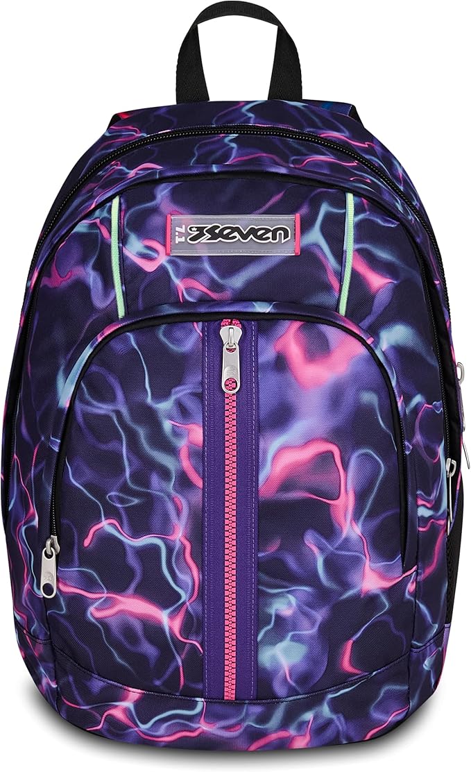 Seven Zaino Scuola Dual ELECTRICVIBE GIRL, Doppio Scomparto, Grigio, 32 L, Multiuso, Tasca attrezzata, Tasca laterale porta borraccia, Scomparto porta pc