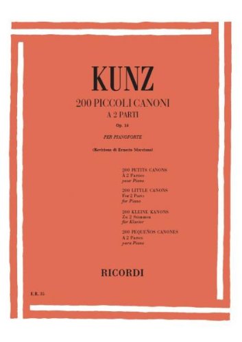 KUNZ  200 piccoli canoni a 2 parti op.14 per pianoforte rev. di Ernesto Marciano