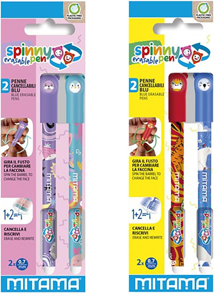 Mitama Set Due Penne Cancellabili Spinny Pen, Punta 0,7