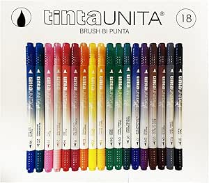 TINTA UNITA Brush bi punta astuccio da 18 colori assortiti