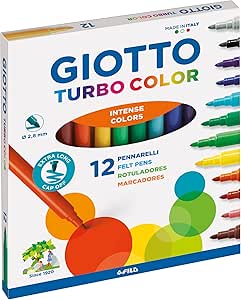 Giotto turbo color pennarelli in confezione da 12 colori- punta 2,8 mm