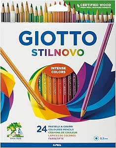 Giotto Stilnovo astuccio da 24 pastelli a colori, mina da 3.3 mm